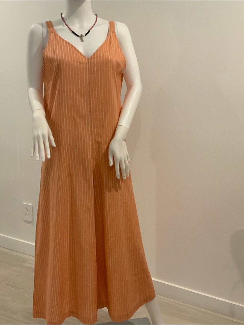 Marimekko Orange Pinstripe Wide-Leg Jumpsuit